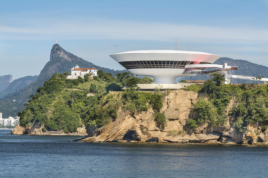 Niteroi Museum church and Christ the Redeemer Photograph by Pabst_ell