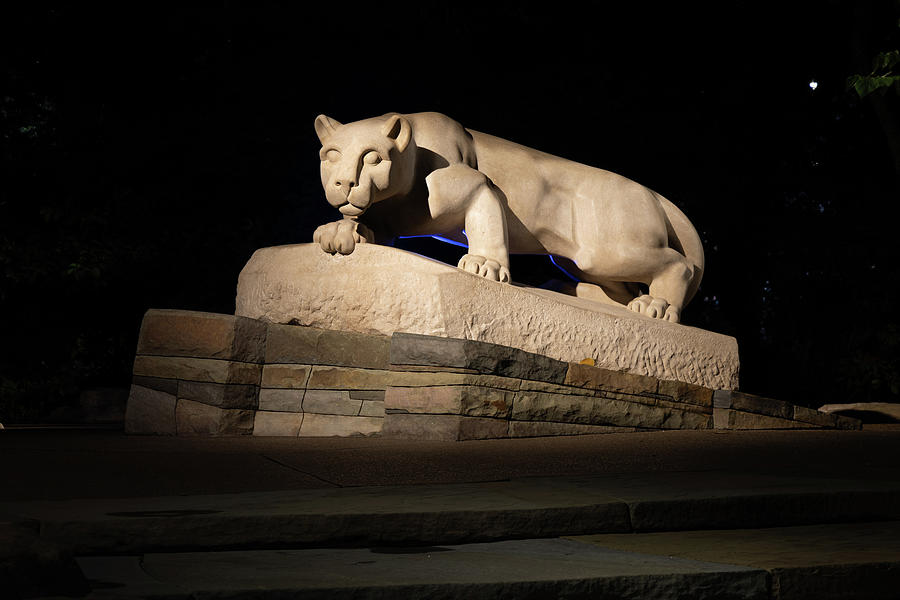 Nittany Lion Shrine at night at Penn State University Photograph by Eldon McGraw
