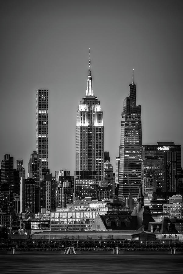 NJ and New York City Skyline BW Photograph by Susan Candelario