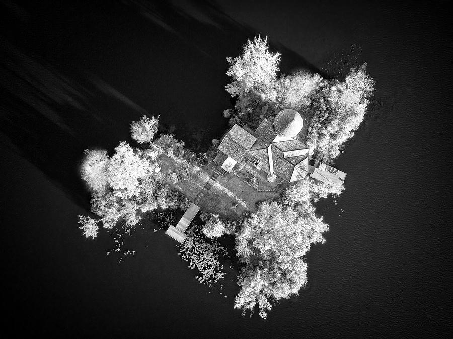 NJ Chapel Top Down View BW Photograph by Susan Candelario