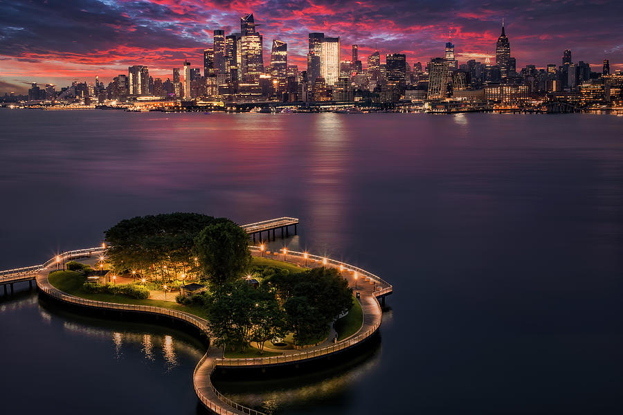 NJ NYC Skyline Sunrise Photograph by Susan Candelario