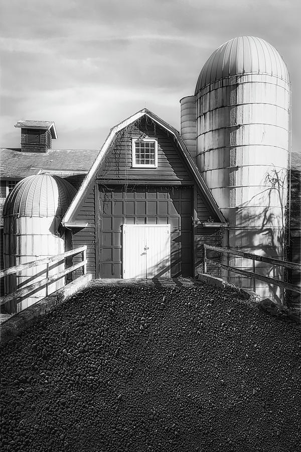 NJ Red Barn and Silo BW Photograph by Susan Candelario