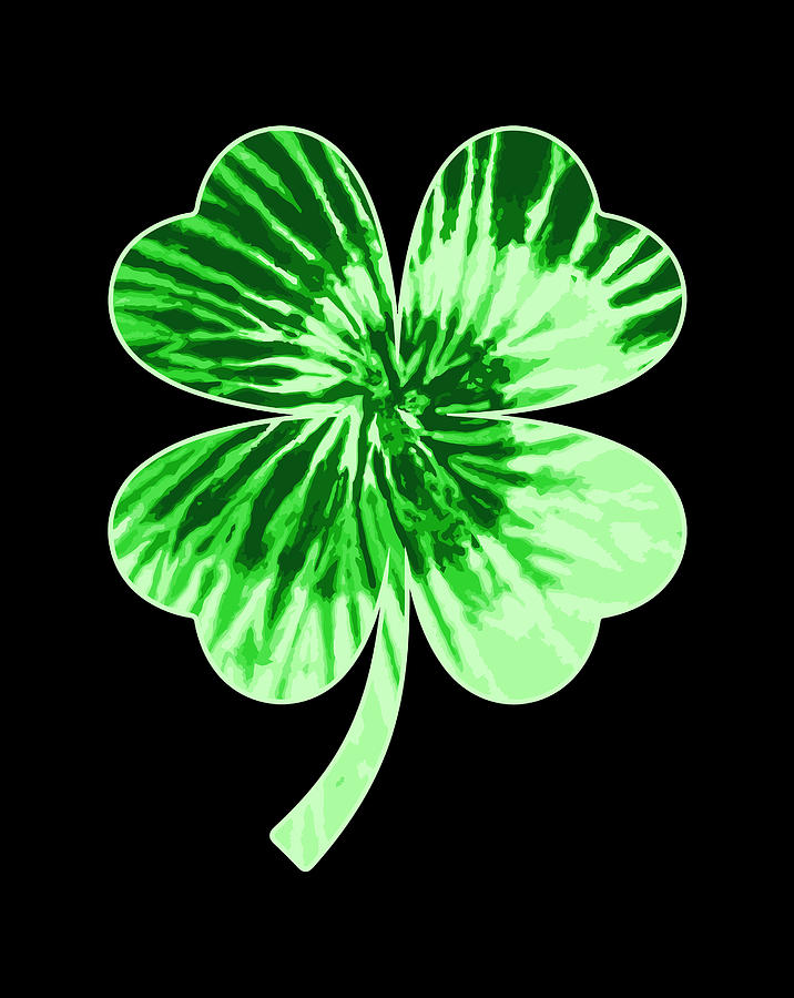 Nn Green Tie Dye Shamrock Four Leaf Clover For Irish Drawing by Grace