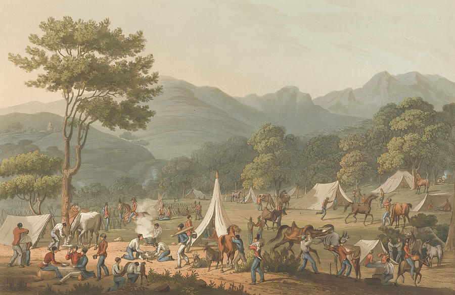 No 10 Troop bivoacked below the village of the villa Velha Relief by Charles Turner