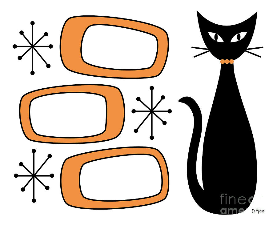 No Background Cat with Oblongs Orange Digital Art by Donna Mibus