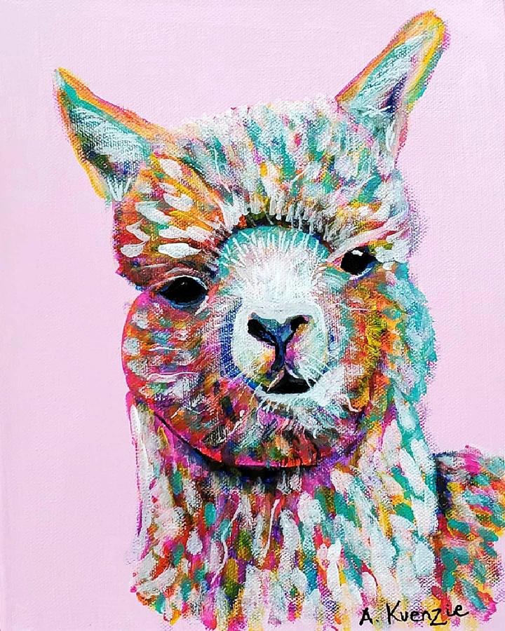 No Drama Llama  Painting by Amy Kuenzie