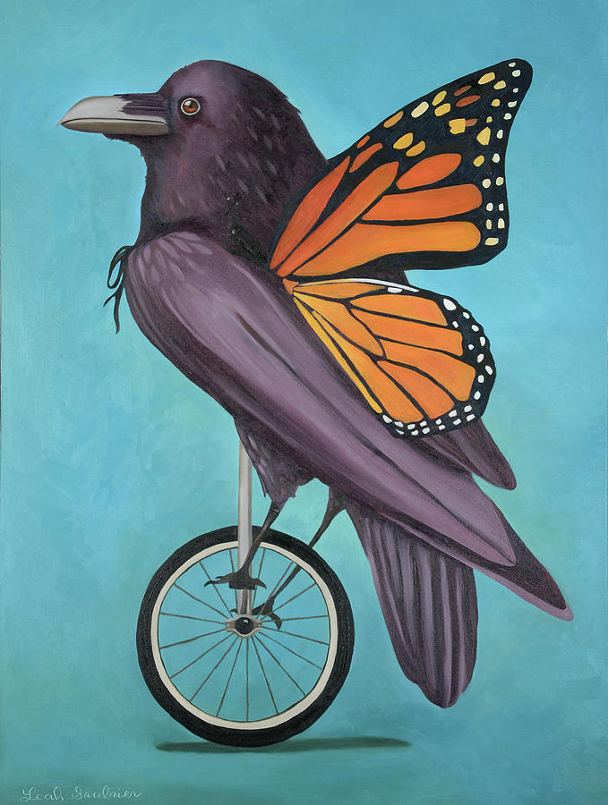Raven Painting - No Fly Zone 2 by Leah Saulnier The Painting Maniac