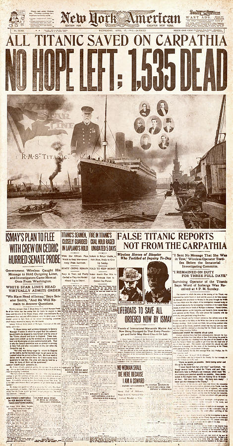 No Hope Left Titanic Newspaper Photograph by Jon Neidert - Fine Art America