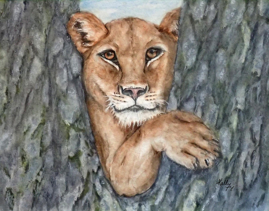 No Lion ..... I Think Im Stuck Painting by Kelly Mills