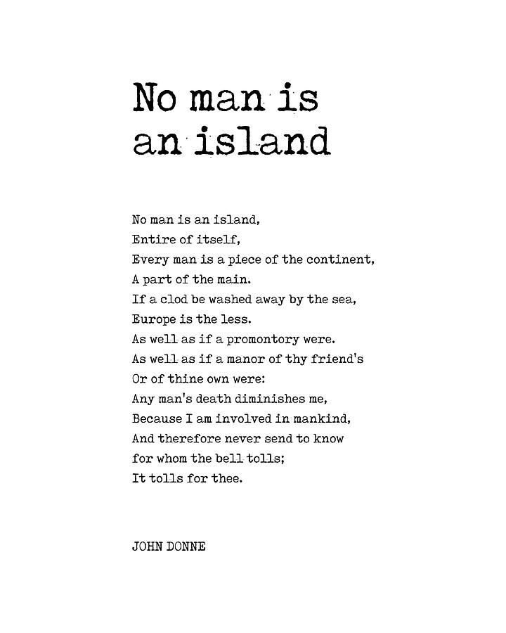 No Man Is An Island - John Donne Poem - Literature - Typewriter Print 1 Digital Art by Studio Grafiikka