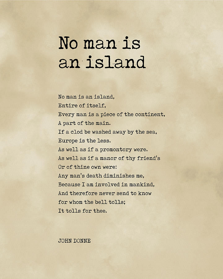 No Man Is An Island - John Donne Poem - Literature - Typewriter Print 3 Digital Art by Studio Grafiikka