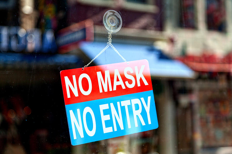 No mask, no entry - Open sign Photograph by Gwengoat