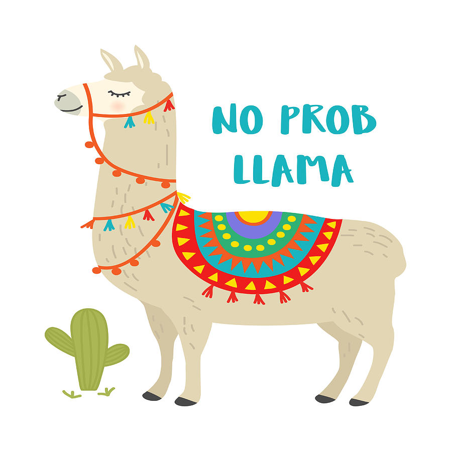 Llama Drawing - No Prob Llama by Beautify My Walls