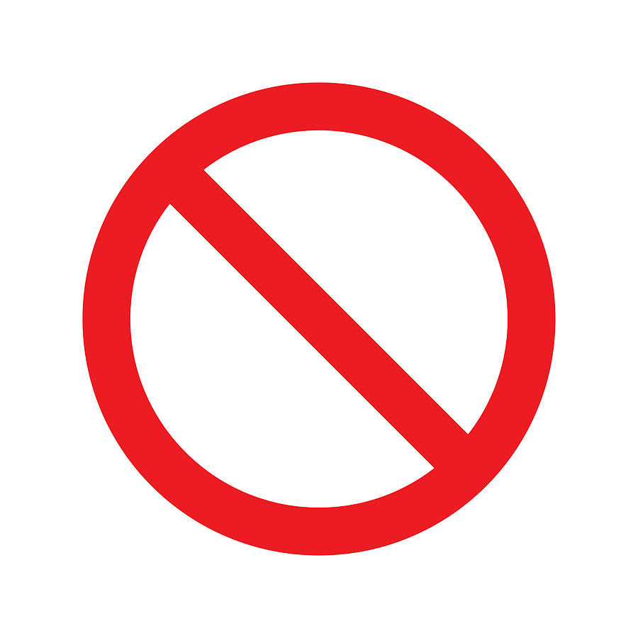 No Sign Icon. Red Crossed Circle Vector Design. Drawing by Designer29