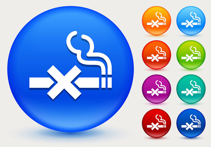 No Smoking Icon on Shiny Color Circle Buttons Drawing by Bubaone