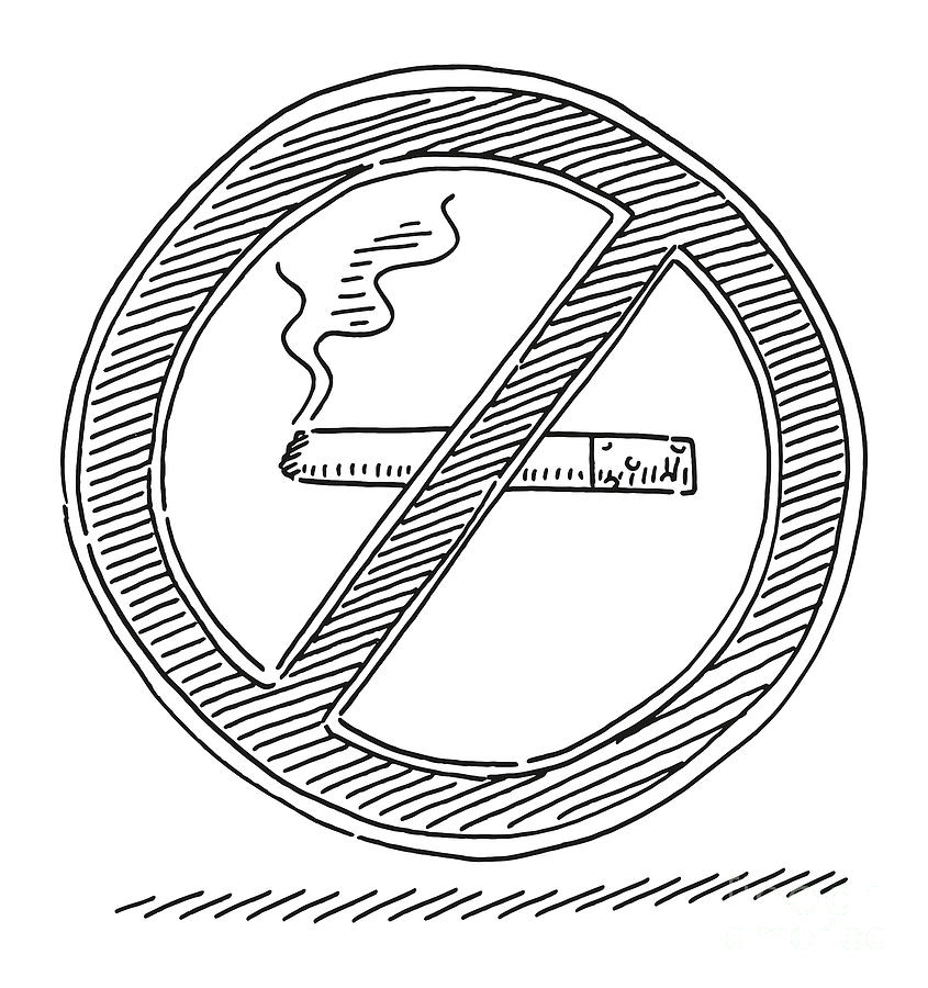 No Smoking Prohibition Sign Drawing Drawing by Frank Ramspott - Fine ...