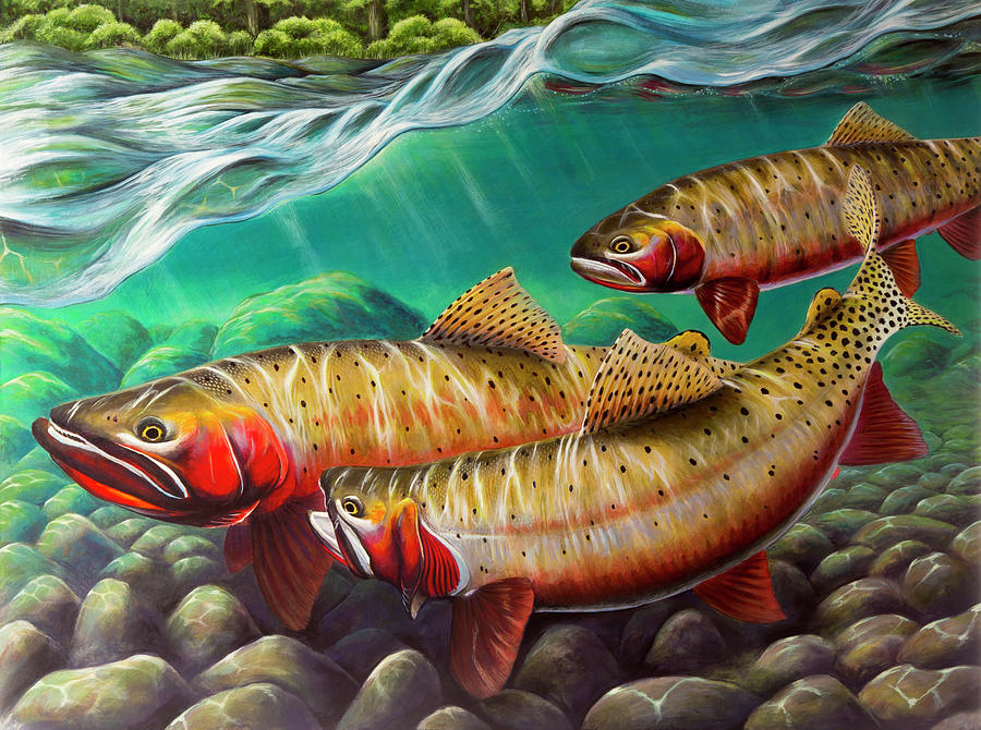 Trout Painting - No Strings Attached by Nick Laferriere