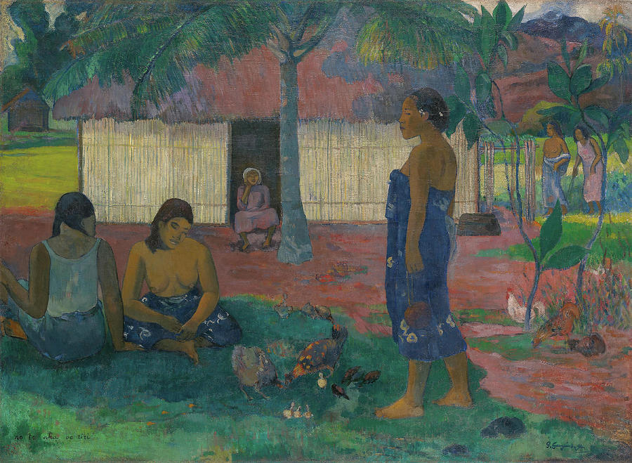 No te aha oe riri -Why Are You Angry?-. Paul Gauguin, French, 1848-1903. Painting by Paul Gauguin