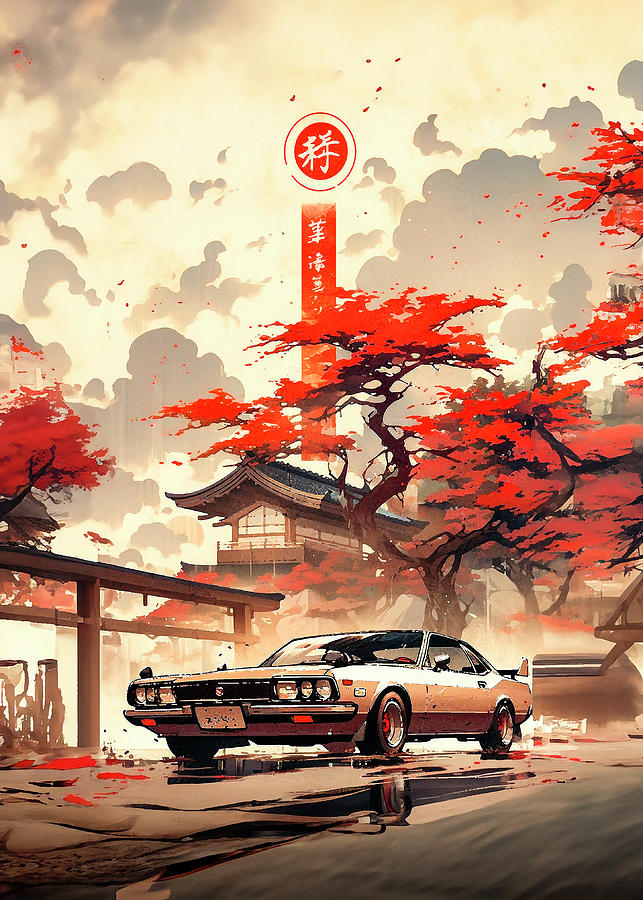 Car Drawing - No00011 My Honda Inspire car ukiyo-e japanese style by Clark Leffler