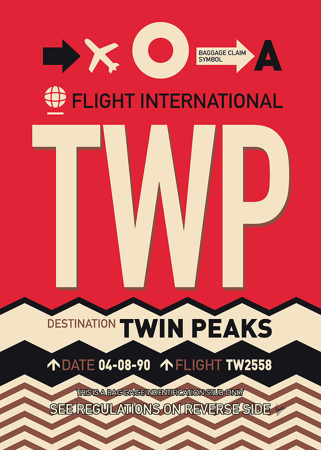 No008 MY Twin Peaks Luggage Tag Poster Digital Art by Chungkong Art