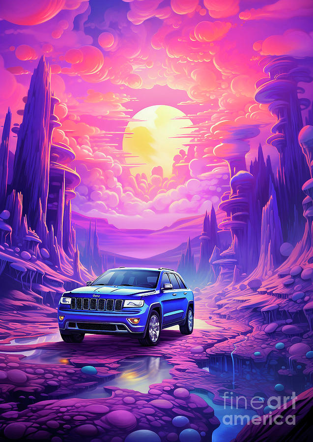 Car Drawing - No01198 Jeep Grand Cherokee - Embrace the Lavender Luxury and Power by Clark Leffler