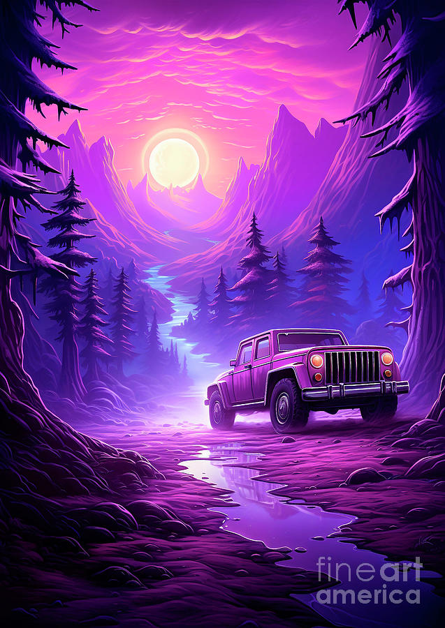 Car Drawing - No01202 Jeep Grand Wagoneer - Mystic Plum Icon of Luxury SUVs by Clark Leffler