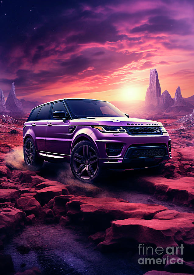Car Drawing - No01330 Land Rover Range Rover Sport - Mystic Plum Sportiness and Luxury by Clark Leffler