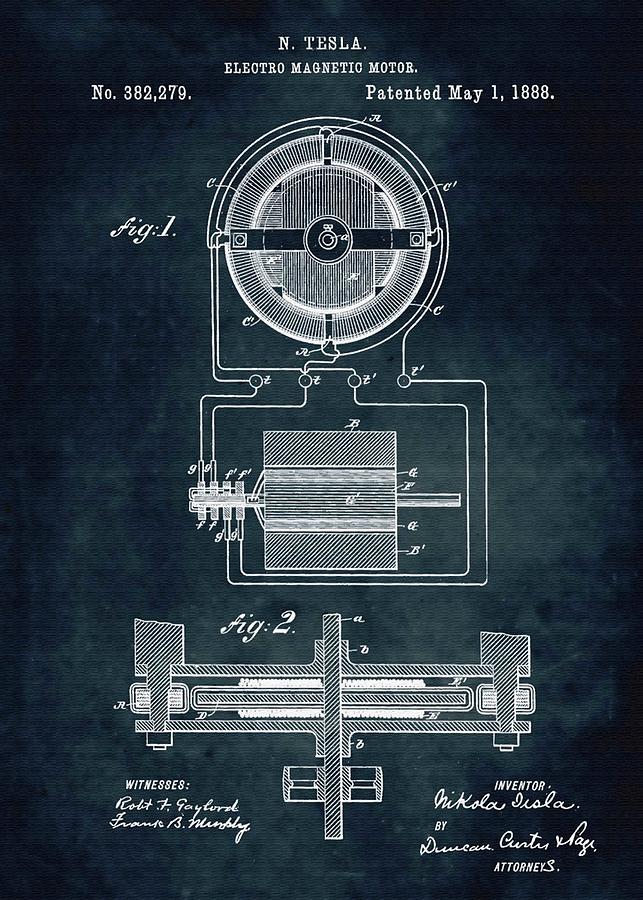 No077 1888 Electro magnetic motor Inventor Nikola ... Digital Art by ...