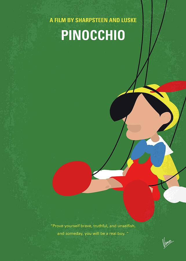 No1234 My Pinocchio minimal movie poster Digital Art by Chungkong Art