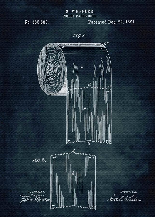 No270 1891 Toilet paper roll Inventor Wheeler Digital Art by Joseph Pattern