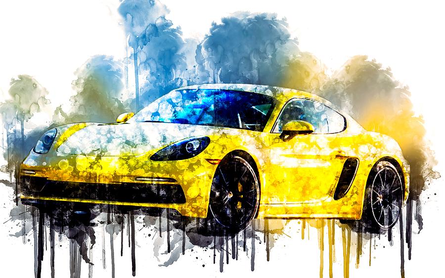 No3762 2019 Porsche 718 Cayman GTS Digital Art by Bechtelar Natalia ...