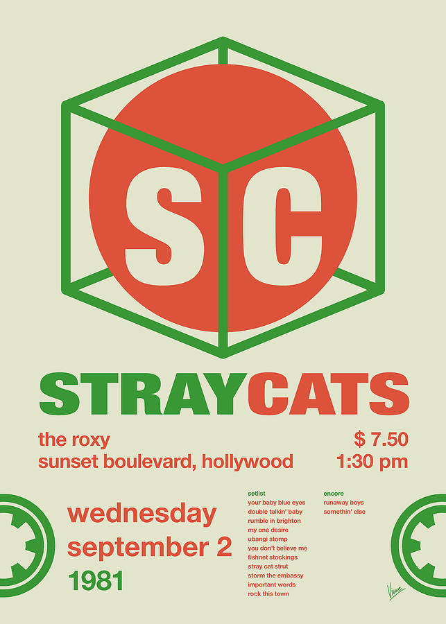 No412 MY Stray Cats Concert Poster Digital Art by Chungkong Art