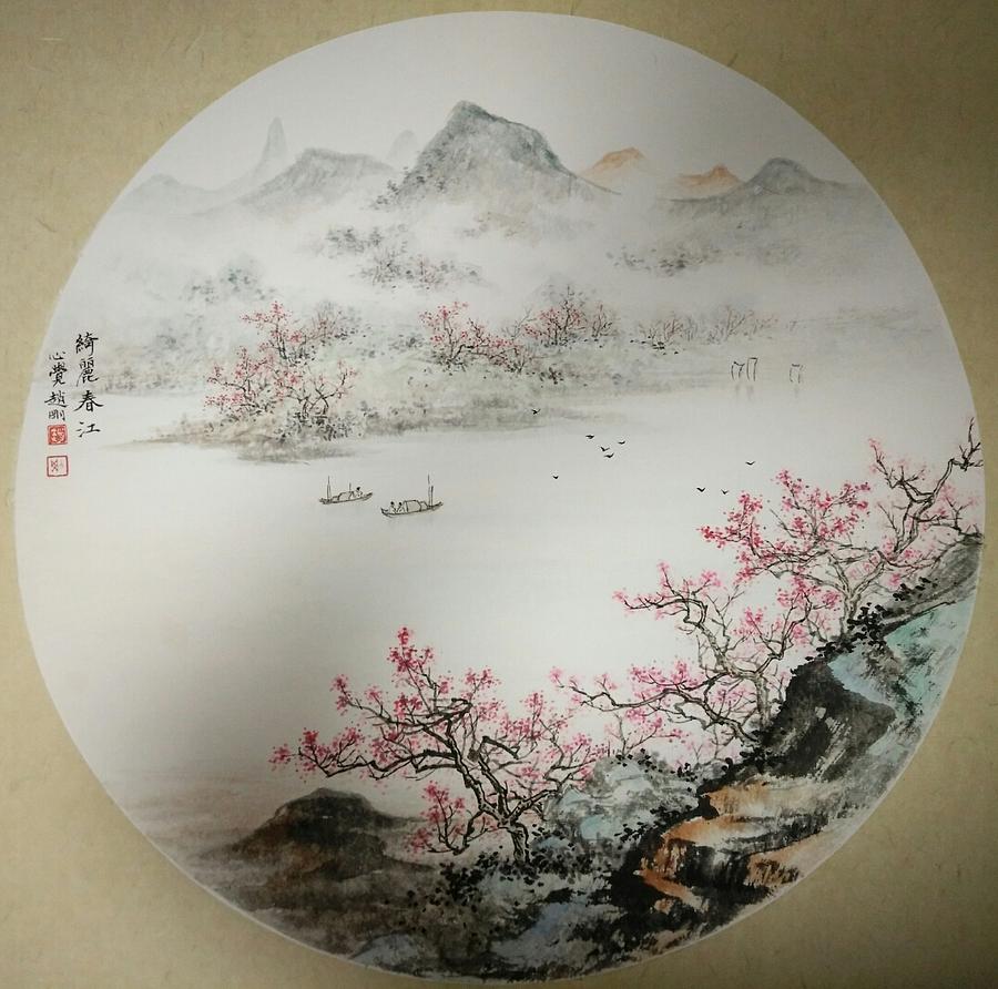 NO.9 Beautiful Spring River Painting by Gang Zhao NO.9 Beautiful Spring River Painting by Gang Zhao