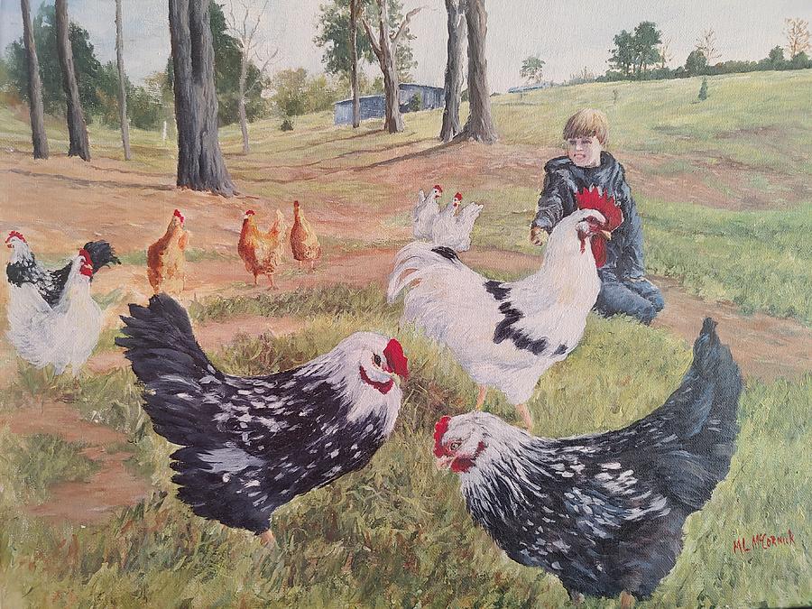 Noah and his Chickens Painting by ML McCormick