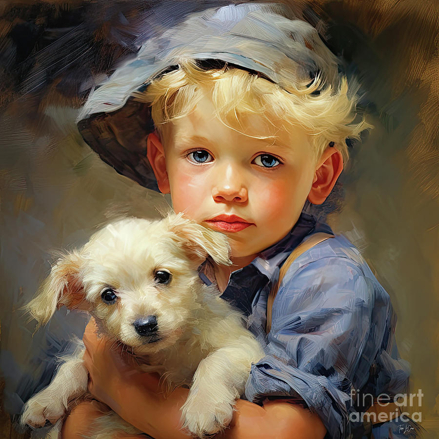 Noah And His Puppy Painting by Tina LeCour