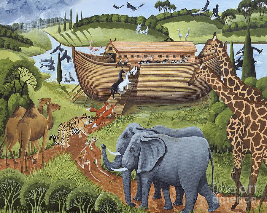 Noahs Ark folk art Painting by Debbie Criswell