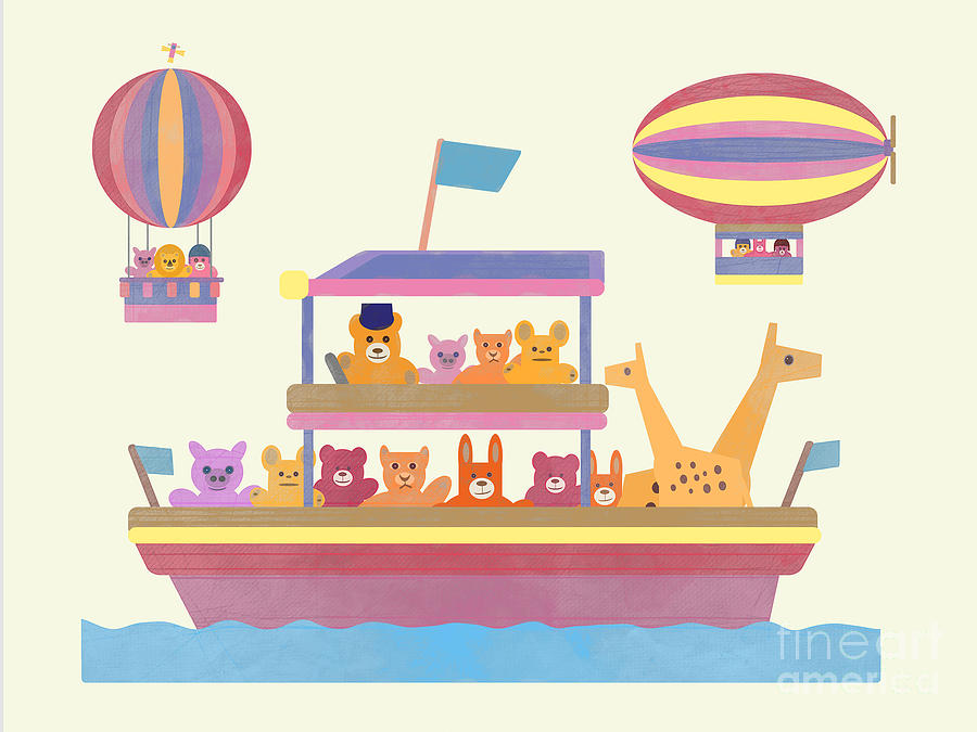 Noahs Ark With Stuffed Animals Painting