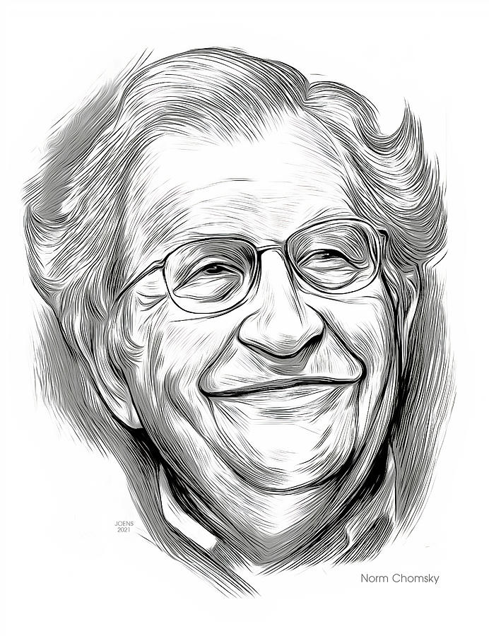 Noam Chomsky Mixed Media - Noam Chomsky - line art by Greg Joens