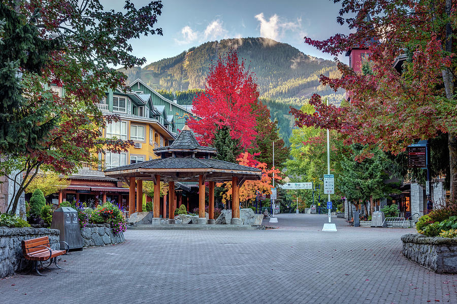 Nobody in Whistler village on a quiet autumn morning Photograph by Pierre Leclerc Photography