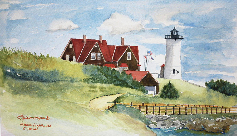 Nobska Lighthouse - Cape Cod Painting by E M Sutherland