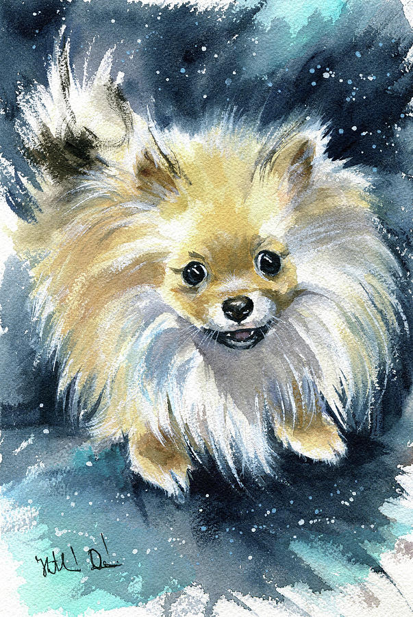 Noce Pomeranian Puppy Painting Painting by Dora Hathazi Mendes