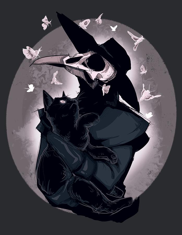 Plague Doctor Drawing - Nocturnal by Ludwig Van Bacon