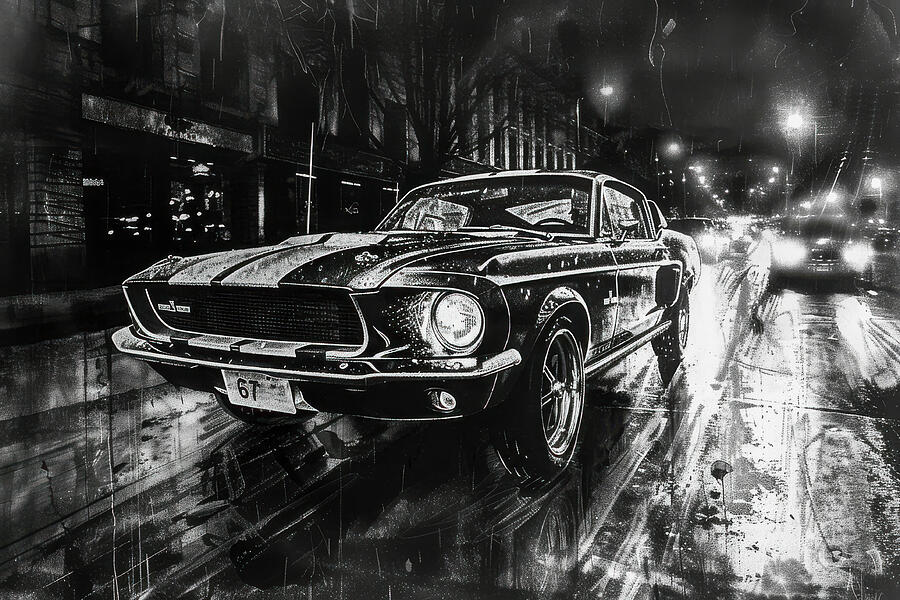 Nocturnal Majesty 67 Mustang GT Digital Art by Bill Posner