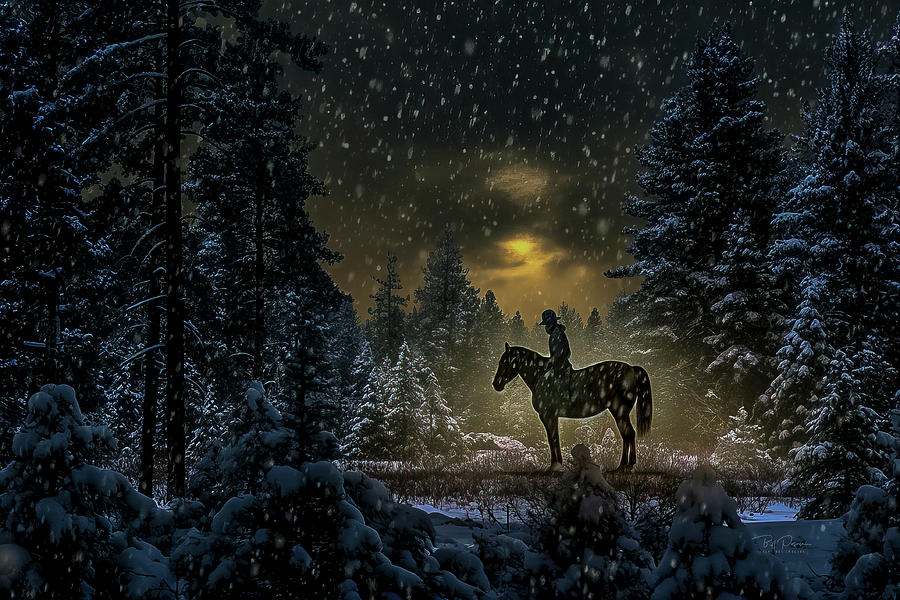Nocturnal Whisper in the Winter Forest Digital Art by Bill Posner