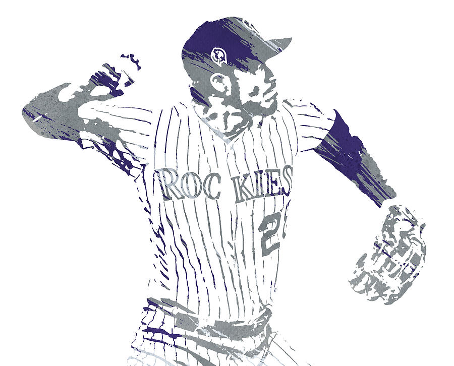 Nolan Arenado COLORADO ROCKIES WATERCOLOR STROKES PIXEL ART 1 by Joe Hamilton Nolan Arenado COLORADO ROCKIES WATERCOLOR STROKES PIXEL ART 1 by Joe Hamilton