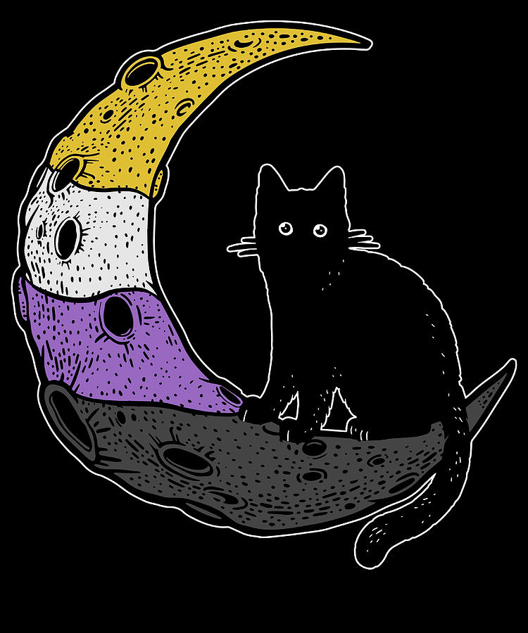 Nonbinary Moon Cat Poster travel Painting by James Jason | Fine Art America