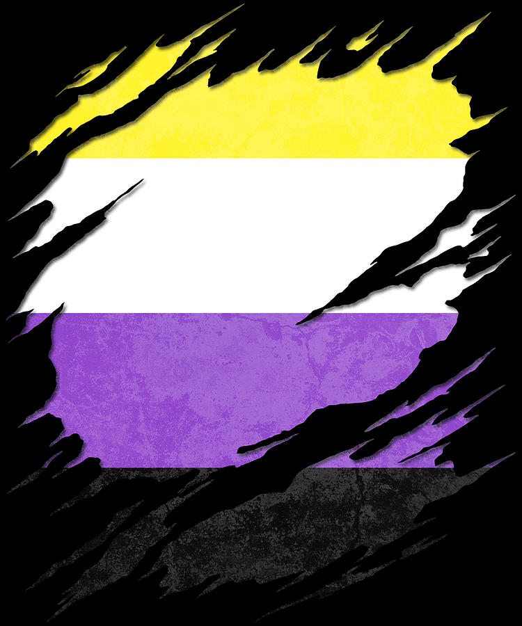 Lgbtqia Digital Art - Nonbinary Pride Flag Ripped Reveal by Patrick Hiller.