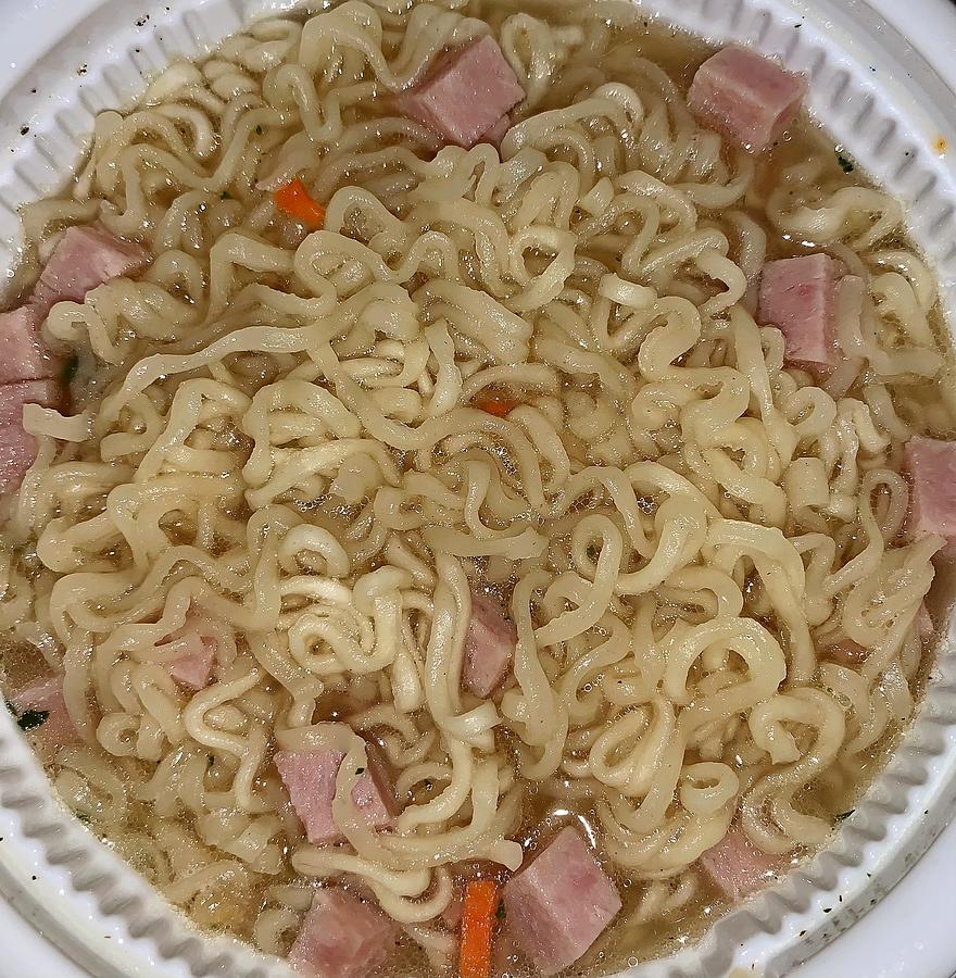Noodles and Cubed Lunch Meat Photograph by Robert Meyers-Lussier