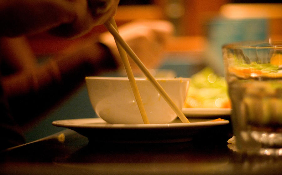 Noodles with chopsticks Photograph by © Tasmin Brown