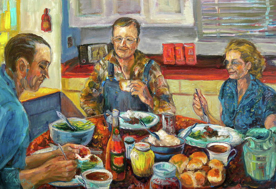 Noon Meal On The Farm Painting